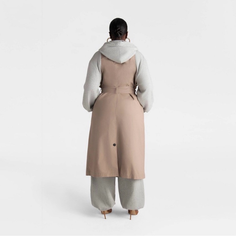 KBB by KAHLANA Women's 'The Sweatshirt Trench Coat' - Khaki/Heather Gray M, 3X - Picture 2 of 4